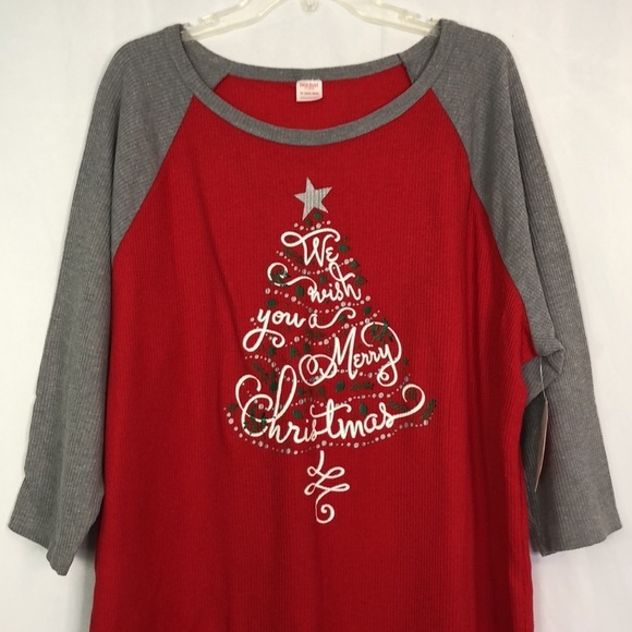 HOLIDAY TIME Tee Shirt 4/3 Sleeve Red/Gray Size 1X (16W-18W) - Picture 3 of 12